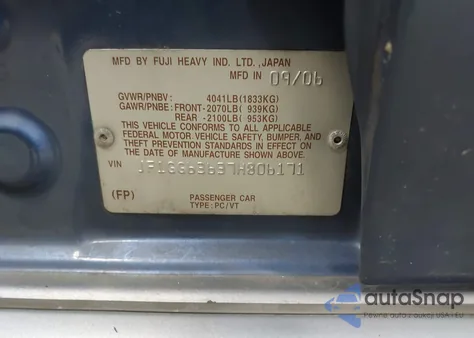 2007 Subaru Impreza Outback Sport z USA, uszkodzony, nr VIN JF1GG63637H806171